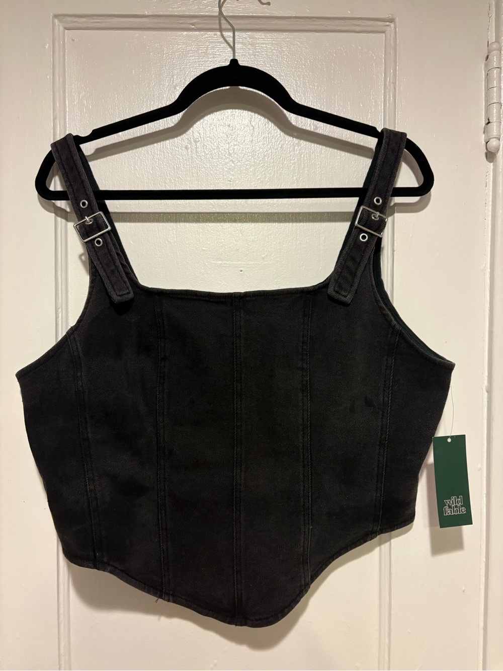 wild fable Black Buckle-Strap Corset Crop Top